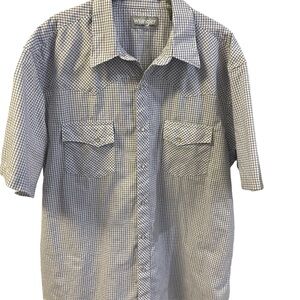 Wrangler Men’s Short-Sleeve Checkered Shirt - Blue/White w/Pearl Buttons Sz XL